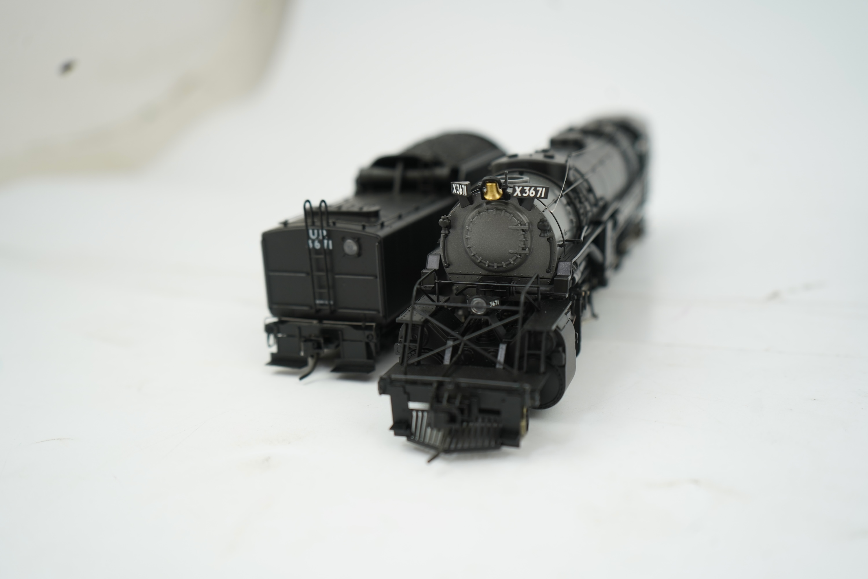 Two boxed HO gauge Proto 2000 Heritage Union Pacific locomotives; (23342) model of 3671, 2-8-8-2 tender locomotive, and (23343) model of 3673, 2-8-8-2 tender locomotive, both powered for two rail operation.